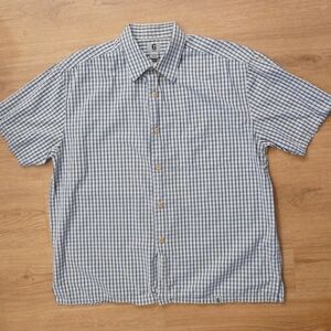 GAP Cotton Short Sleeve Button-Up - Blue & White Plaid